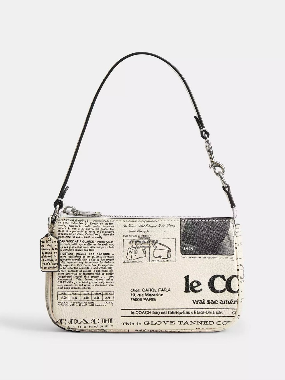 COACH 2-in-1 Nolita 19 Newspaper Print Pebble Leather Shoulder Bag Rare Y2K